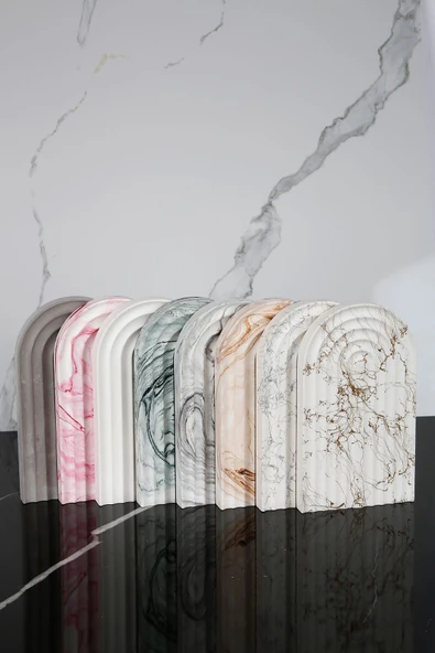 Beton Çok Amaçlı Sunum Servis Tepsisi 20 Cm Dekoratif Sunumluk Orgaziner Takılık - 3