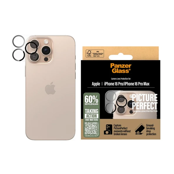 PanzerGlass 16 Pro Max Picture Perfect Şeffaf Kamera Lens Koruyucu