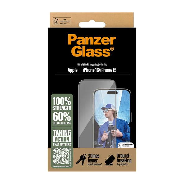 PanzerGlass iPhone 16 UWF Şeffaf Cam Ekran Koruyucu - 4