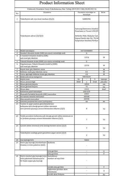 Samsung 75DU8000 75" 190 Ekran Dahili Uydu Alıcılı 4K Ultra HD Smart LED TV - 8