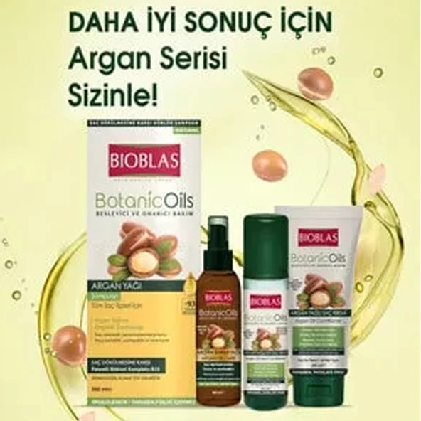 Bioblas Botanic Oils Argan Yağlı Şampuan 360ml   Sıvı Saç Kremi Set - 3