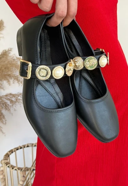 Koope Siyah Cilt Babet Ayakkabı - 5