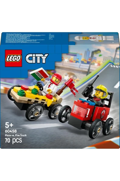 LEGO ®City Pizza Arabası İtfaiye Kamyonuna Karşı Yarış Arabası Paketi 60458- 5 Yaş ve Üzeri Seti(70P) - 6