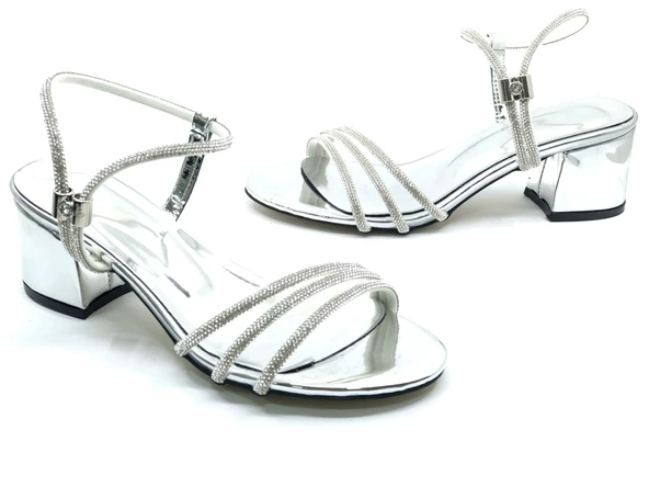 Mehtap Çapraz Üç Şerit Taşlı 5 cm Kadın Abiye Topuklu Ayakkabı - Resim 27