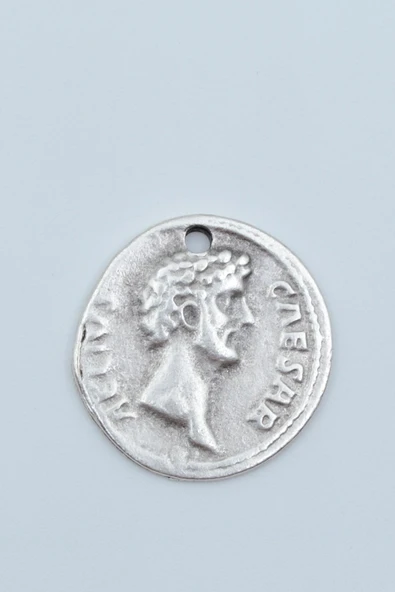 Roma Parası Sikke - Sezar Gümüş Kaplama Kolye Ucu