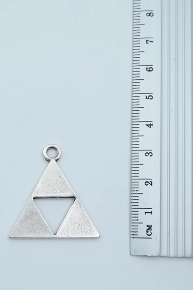 The Legend Of Zelda - Üçgen Gümüş Kaplama Kolye Ucu - Resim 2