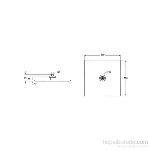 Artema Istanbul Kare Duş Başlığı Ankastre - Tavandan ( 35 Cm ) - Krom- Aquarain Yağmur Akışlı A48022 - 2