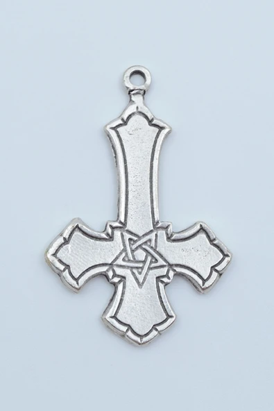 Ters Haç - Davut Yıldızı Gümüş Kaplama Kolye Ucu