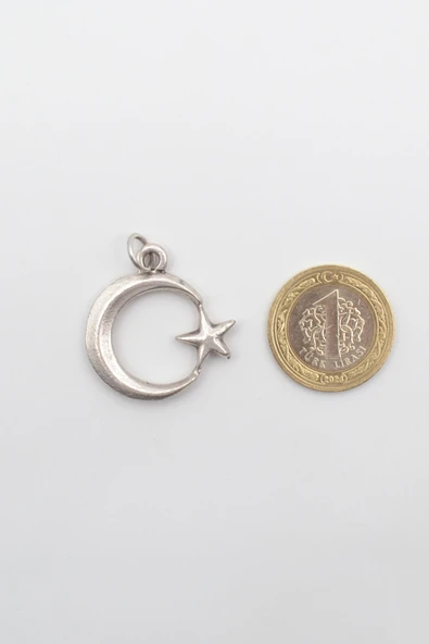 Ay Yıldız Gümüş Kaplama Kolye Ucu - 3