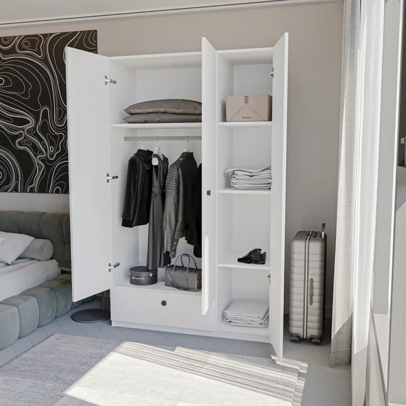 ED PET DİZAYN 3 Kapaklı çekmeceli elbise dolabı - 2