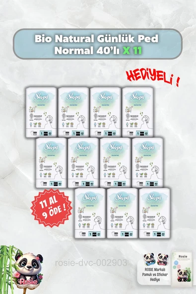 40'lı Sleepy Bio Natural Günlük Ped Normal 11 AL 9 ÖDE ve Rosie ürün görseli