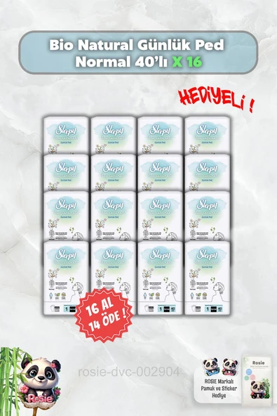 Sleepy Bio Natural 16 AL 14 ÖDE Günlük Ped Normal 40'lı ve Rosie ürün görseli