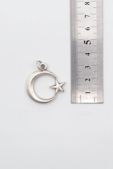 Ay Yıldız Gümüş Kaplama Kolye Ucu - 2