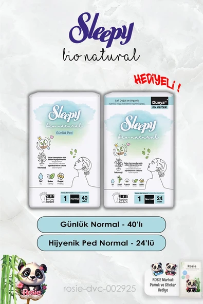 Günlük Ped Normal 40'lı ve Hijyenik Ped Normal 24'lü Bio Natural Sleepy ve Rosie ürün görseli