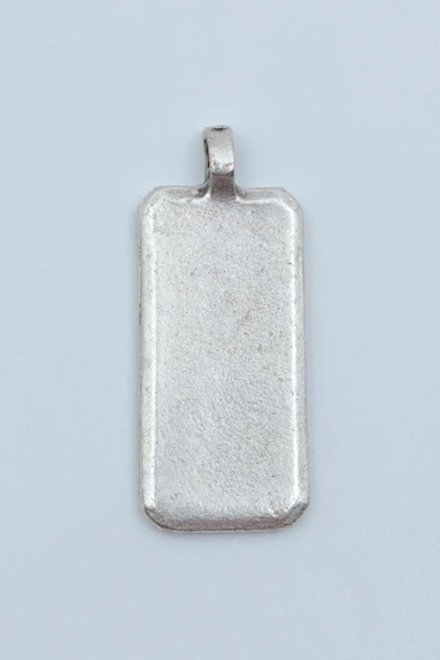 Geometrik - Dikdörtgen Gümüş Kaplama Kolye Ucu