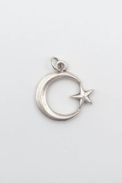 Ay Yıldız Gümüş Kaplama Kolye Ucu