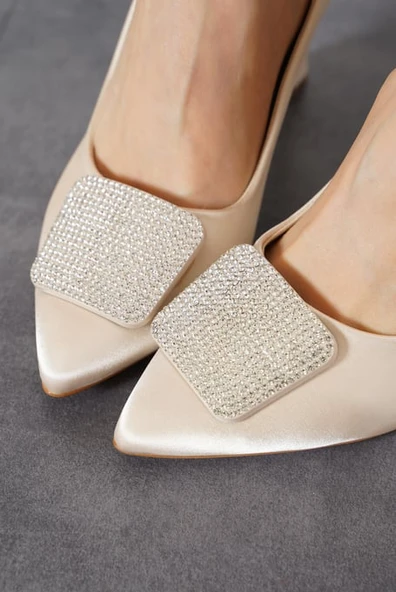 Feles Toka Taş Detaylı Stiletto Kadın Topuklu Ayakkabı - 9