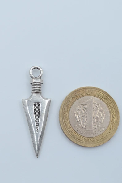 Ok ucu Gümüş Kaplama Deri İp Kolye - Resim 4