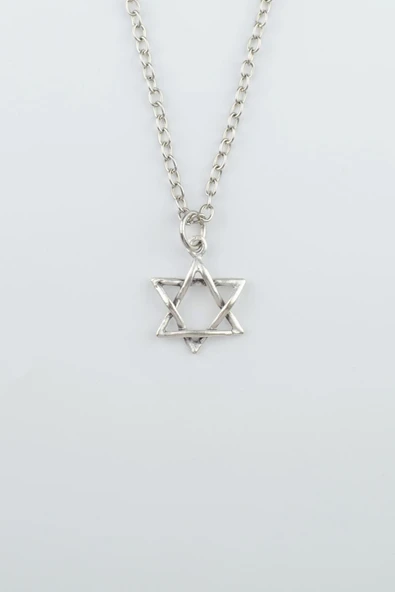 Minimal Pentagram Gümüş Kaplama Düz Zincir Kolye