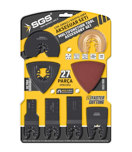SGS1880 - Multi Tools Çok Amaçlı Raspalama Aksesuar Aparat Uç Seti 27 Parça