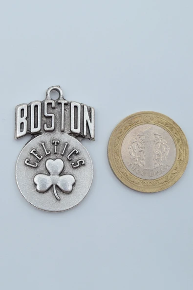 Boston Celtics  Gümüş Kaplama Deri İp Kolye - Resim 4