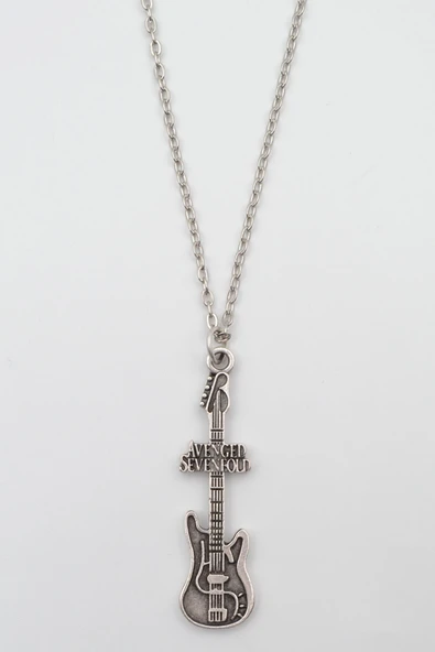 Avenged Sevenfold Elektro Gitar Gümüş Kaplama Düz Zincir Kolye ürün görseli