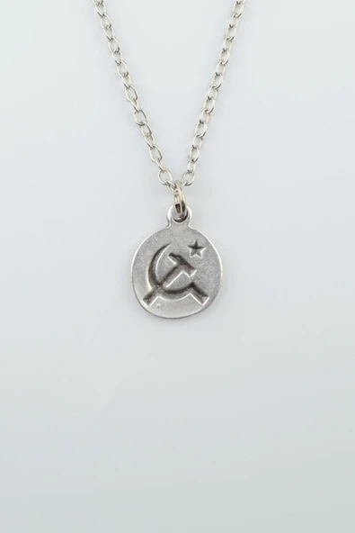 Minimal Orak Çekiç Gümüş Kaplama Düz Zincir Kolye ürün görseli