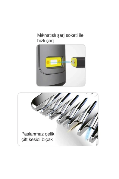 Fakir Exetrim 6 Başlıklı Kablolu+Kablosuz Islak/Kuru Saç-Sakal-Vücut-Çok Amaçlı Tıraş Makinesi- Beyaz (TEŞHİR) - 3