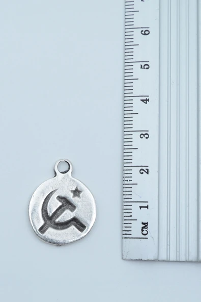 Minimal Orak Çekiç Gümüş Kaplama Düz Zincir Kolye - Resim 3