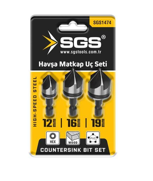 SGS1474 - Havşa Açma Matkap Ucu Seti 12mm - 16mm - 19mm - 3