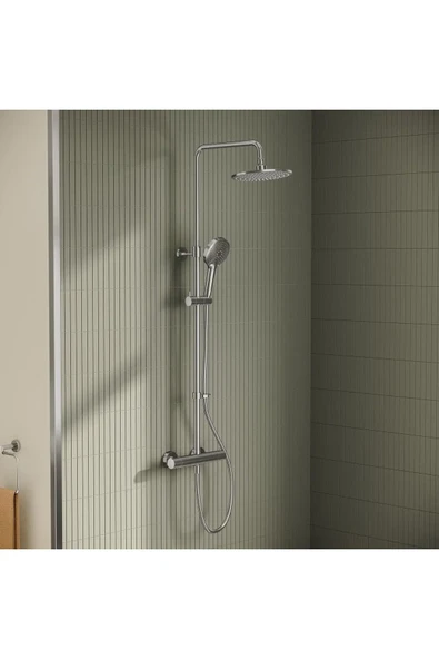 VitrA AquaHeat Bliss 240 A47205 2F Termostatik Duş Sistemi, Krom - 2