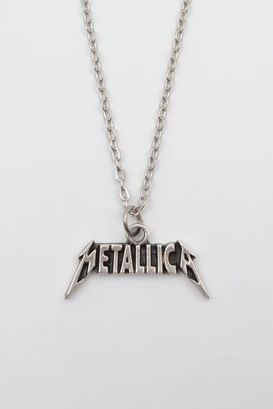 Metallica Gümüş Kaplama Düz Zincir Kolye
