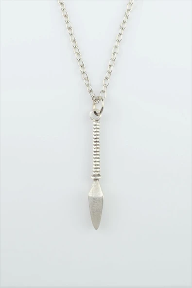Mızrak Ucu Gümüş Kaplama Düz Zincir Kolye ürün görseli