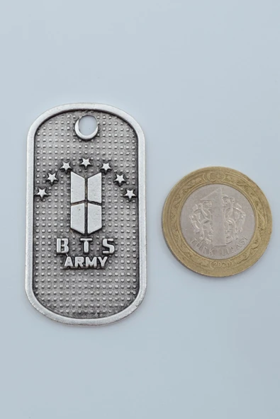 BTS Army Künye Gümüş Kaplama Düz Zincir Kolye - Resim 4