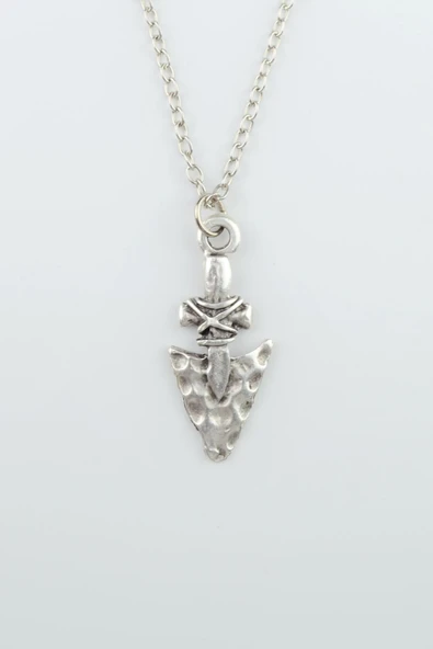 Ok Ucu Gümüş Kaplama Düz Zincir Kolye