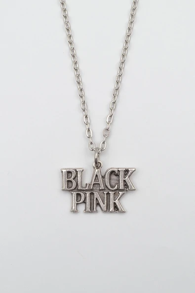 Black Pink Gümüş Kaplama Düz Zincir Kolye