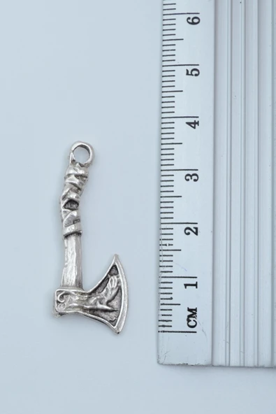 3'lü Thor Çekiç Viking Balta Viking Pusula Gümüş Kaplama Kolye Seti - Resim 5