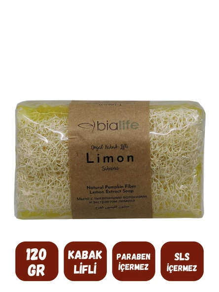 Doğal Kabak Lifli LİMON Özlü Doğal Sabun (120 Gr) - Bialife - 2