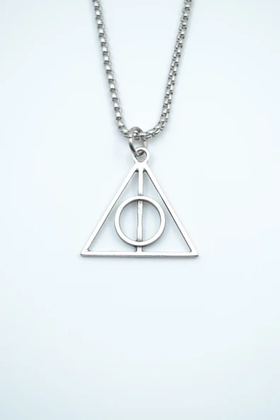 Harry Potter Ölüm Yadigarları Üçgen Gümüş Kaplama Örme Zincir Kolye