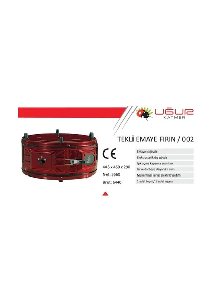 Uğur Katmer 002 Yuvarlak Tek Tepsili Emaye Davul Fırın - 3