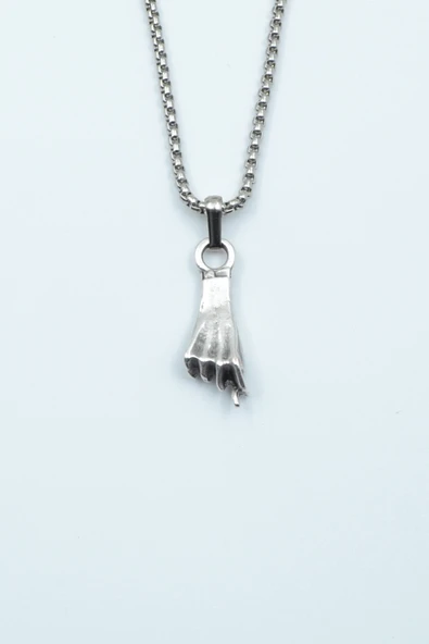 Nah El Hareketi Gümüş Kaplama Örme Zincir Kolye ürün görseli