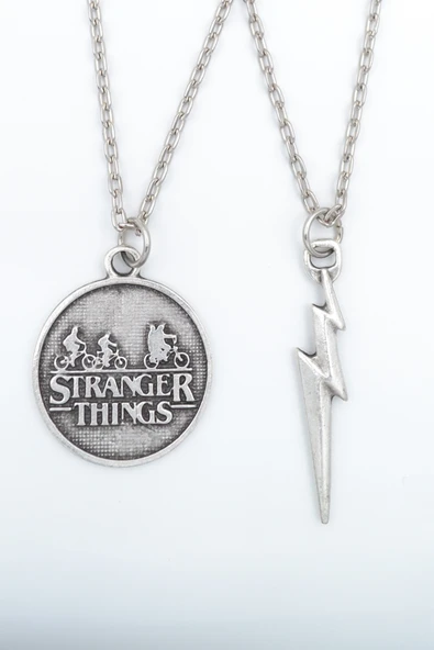 2'li The Flash  -  Stranger Things Gümüş Kaplama Kolye Seti ürün görseli