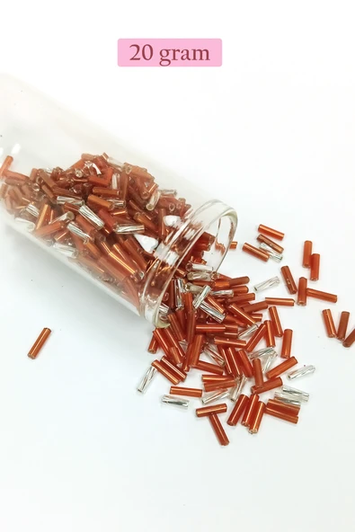 Uzun Boru Kesme Boncuk Çap 2mm Uzunluk 10 mm - 20 Gram - Kahverengi Gümüş - BNC262 ürün görseli 1