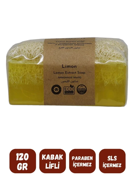 Doğal Kabak Lifli LİMON Özlü Doğal Sabun (120 Gr) - Bialife - 3
