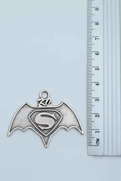 Batman Süperman Gümüş Kaplama Örme Zincir Kolye - Resim 3