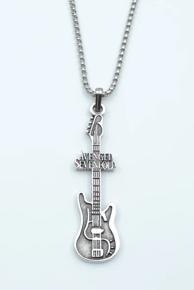 Avenged Sevenfold Elektro Gitar Gümüş Kaplama Örme Zincir Kolye ürün görseli
