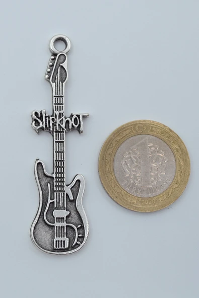 Slipknot Elektro Gitar Gümüş Kaplama Örme Zincir Kolye - Resim 4