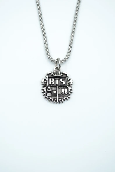 Minimal BTS Army Gümüş Kaplama Örme Zincir Kolye