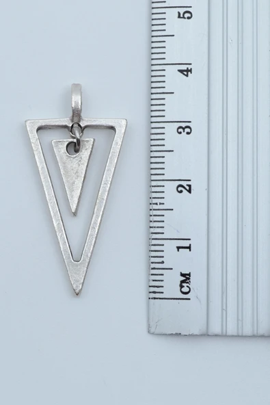 3'lü Triagle Ok Ucu Mırak Ucu Üçgen Gümüş Kaplama Kolye Seti - Resim 5
