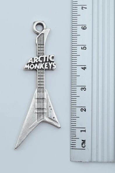 Arctic Monkeys Elektro Gitar Gümüş Kaplama Örme Zincir Kolye - 3
